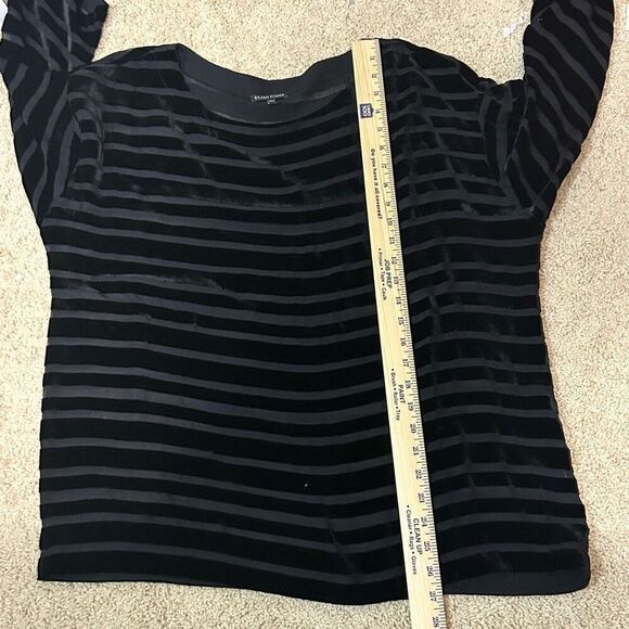 Eileen Fisher velvet Burnout Ballet Neck Top Sz S Silk Blend Striped Oversized - Picture 11 of 11